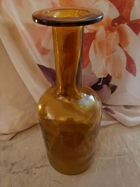Vintage Holmegaard Amber Glass Gulvvase Otto Brauer Danish Modern MCM Sweden 10"